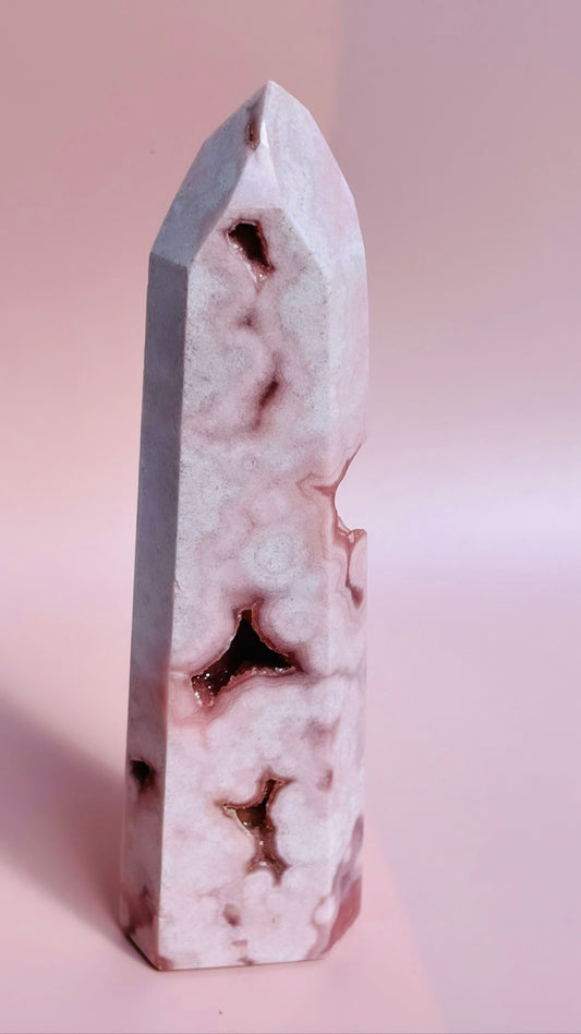 Pink Amethyst Druzy Point Tower - 306g