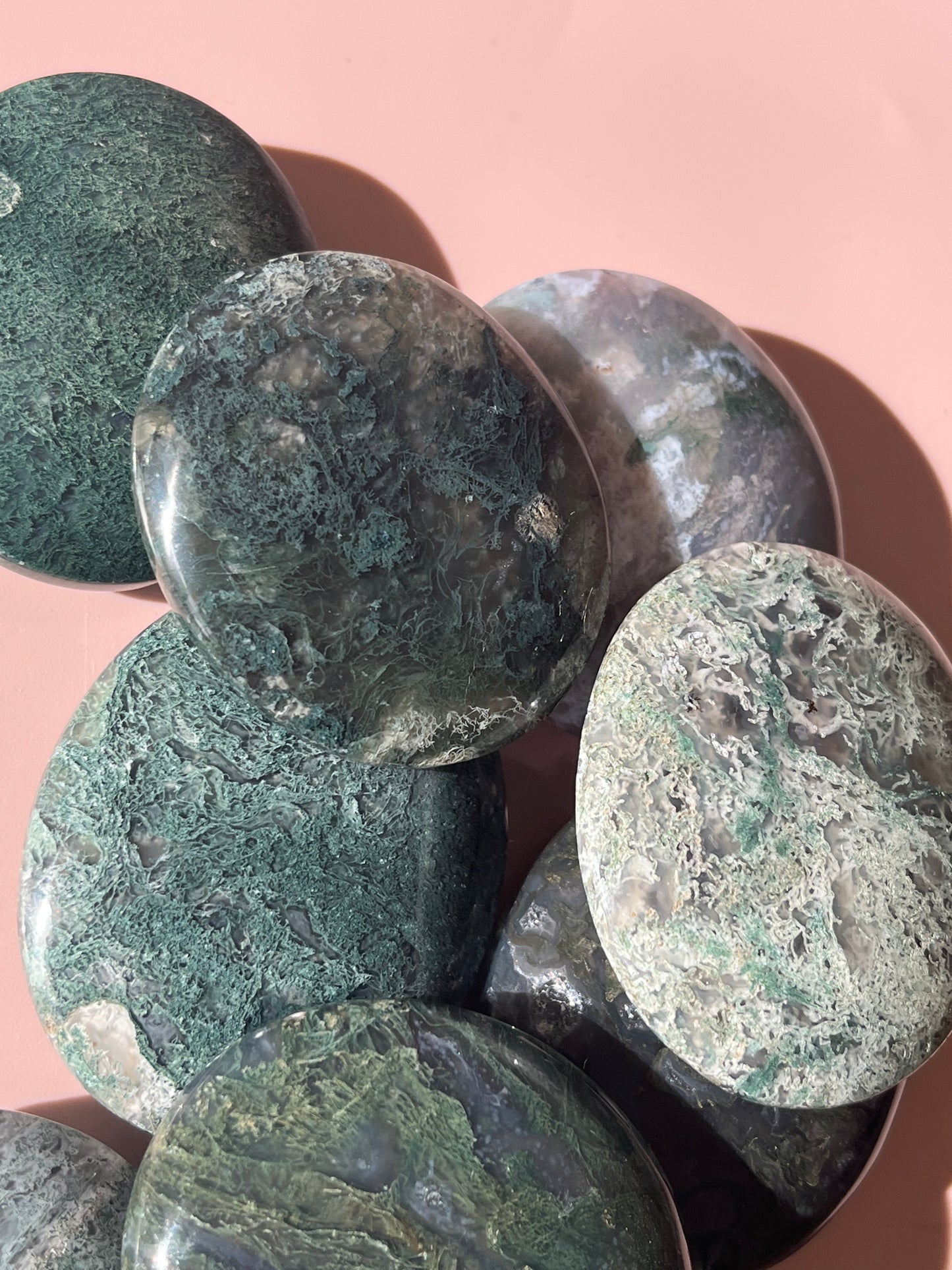 Moss Agate Palmstones - Medium