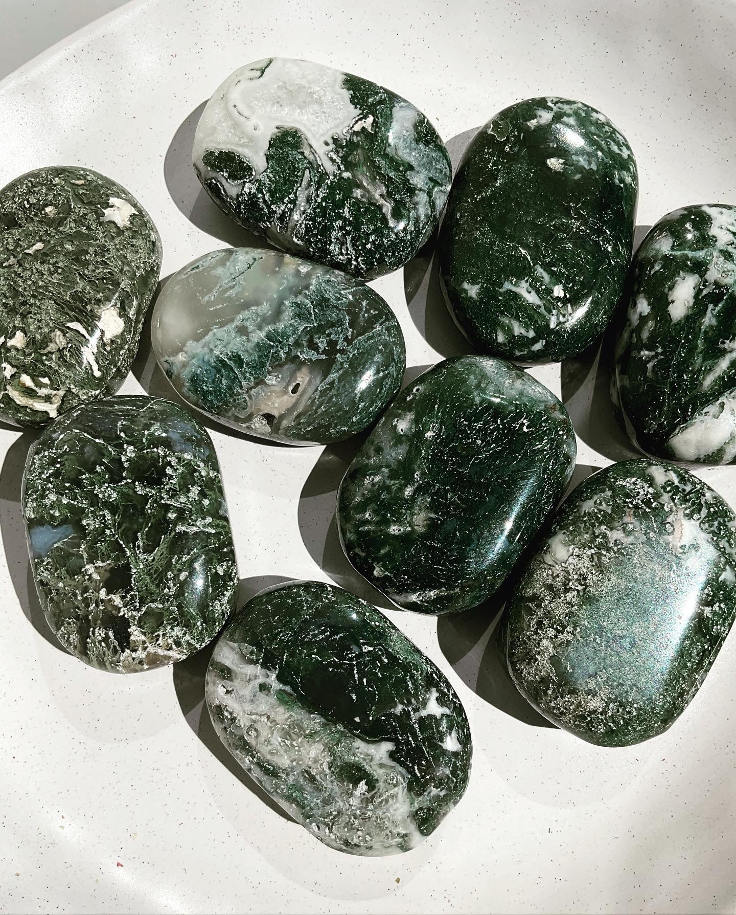 Moss Agate Palmstones - Large