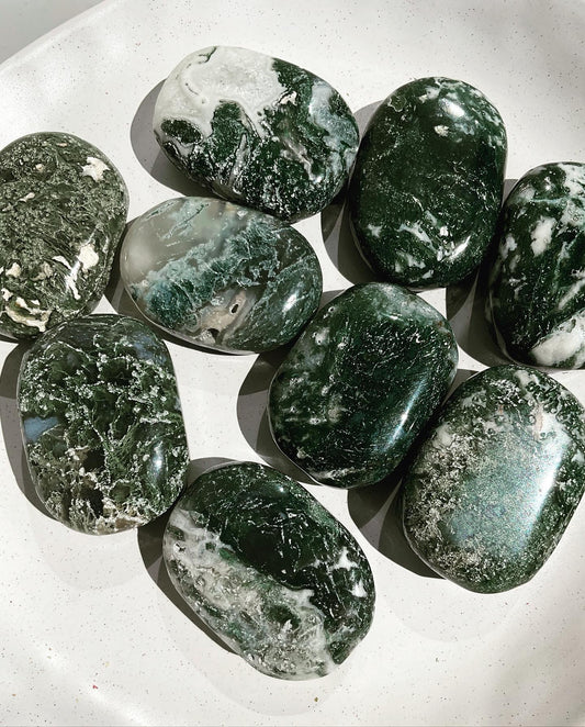 Moss Agate Palmstones - Large