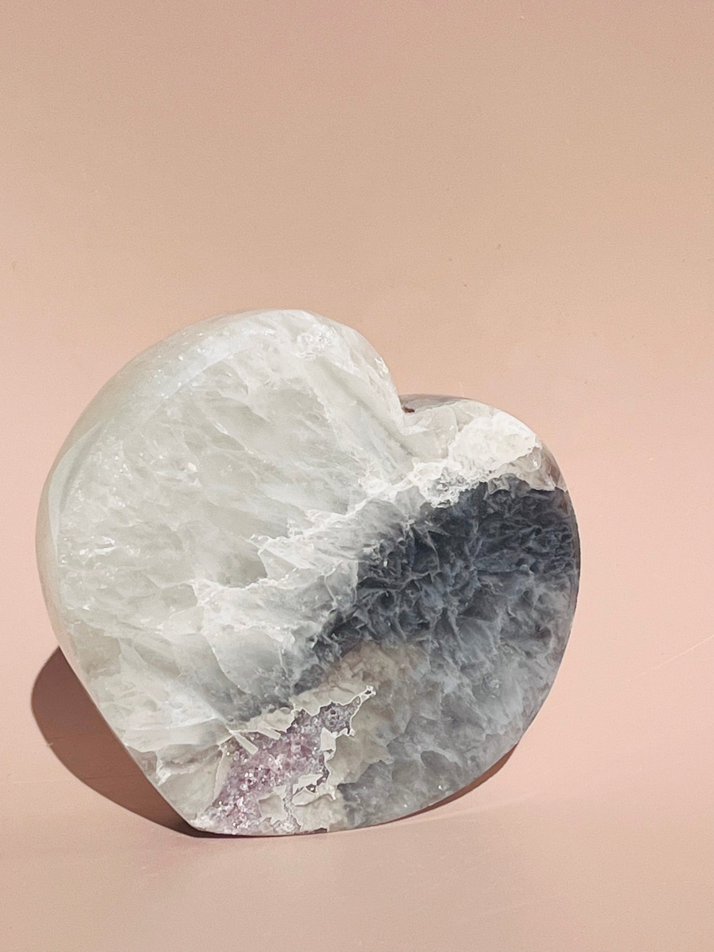Druzy Agate Heart - 460g RARE Amethyst Inclusions