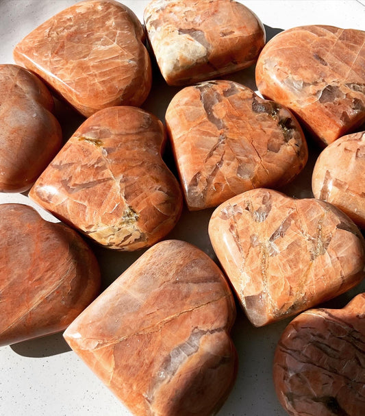 Peach Moonstone hearts