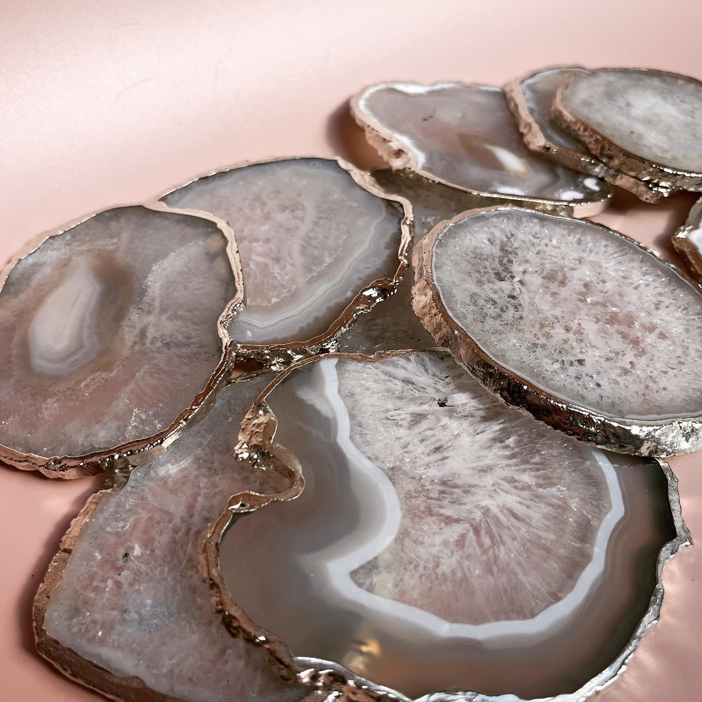 Agate Coaster - Silver Plated