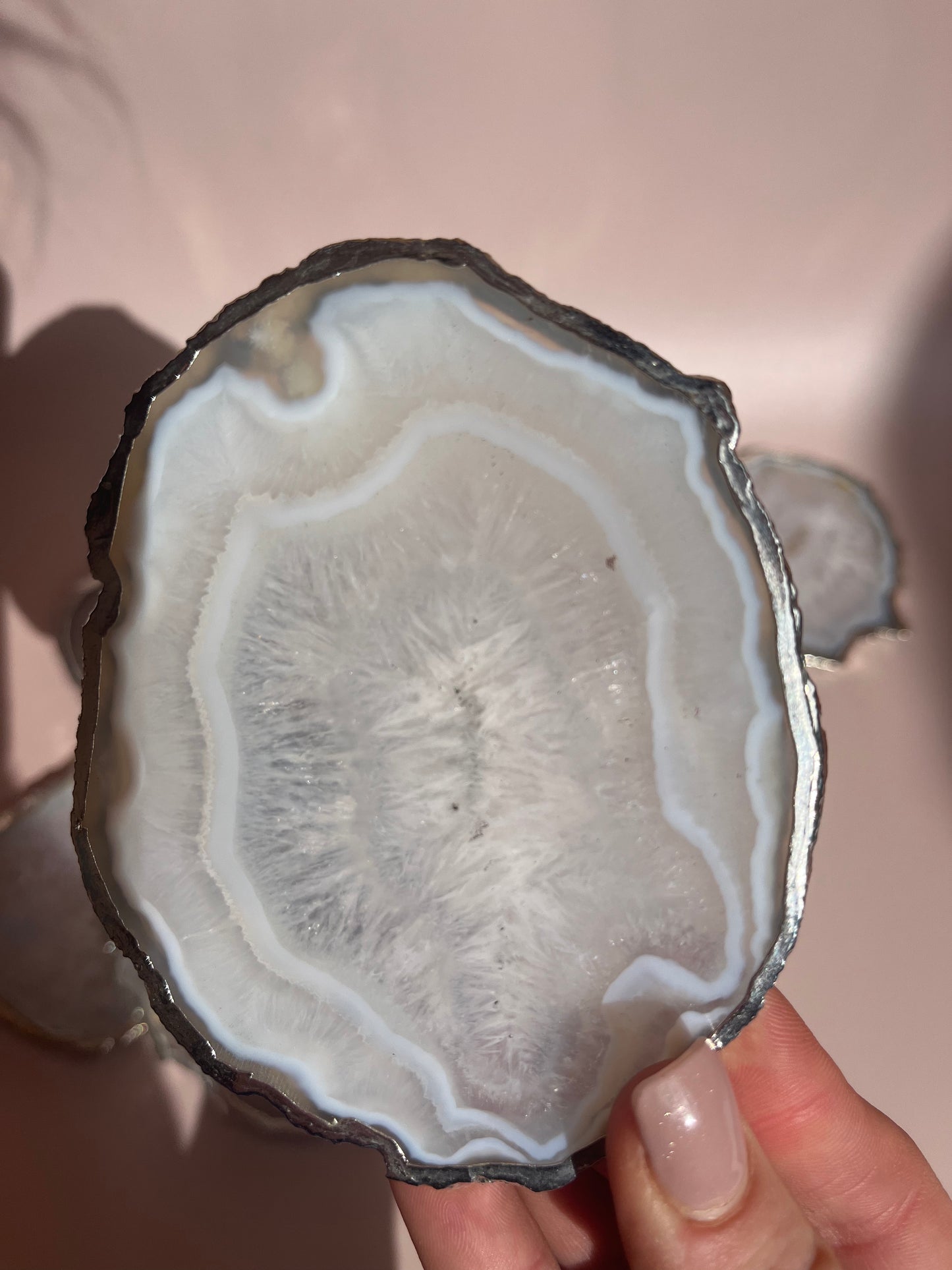 Agate Coaster - Silver Plated